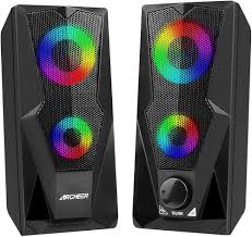 Enceinte Bureau Gaming ARCHEER - Son Stéréo Puissant pour Ordinateur et Smartphone