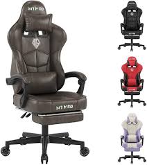 Fauteuil Gaming Ergonomique en Cuir avec Repose-Pieds et Appui-Tête