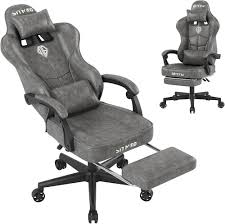 Fauteuil Pivotant Ergonomique avec Appui Tête et Repose Pieds - Chaise Gaming en Cuir