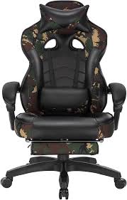 WOLTU Similicuir Appuie Tête Repose Pieds Camouflage - Confort Ultime pour Chaise Gaming