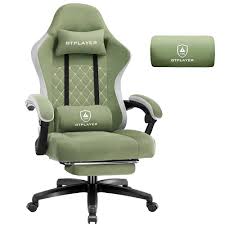 GTPLAYER Chaise Gaming Tissu Repose Pieds