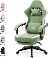 Chaise de Jeu Ergonomique Dowinx en Vert avec Repose-Pieds