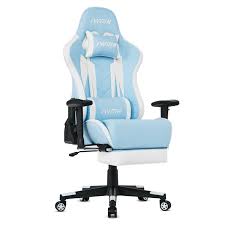IWMH Ergonomique Repos Pieds Appui Tête Accoudoir - Siège Gaming Bleu Confort Optimal