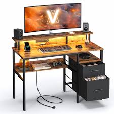 Vasagle Multiprise Informatique Rangement LWD093K01 - Idéal pour votre bureau gaming 90cm