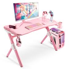 MAX Bureau Gaming Avec Éclairage - Le Bureau Gaming Rose Parfait