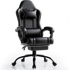 Chaise Gaming Noir Ergonomique Réglable avec Appui Tête et Accoudoirs Normaux