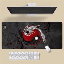 Tapis Souris Gaming Poisson Japonais Yin Yang Antidérapant 700x400x3mm