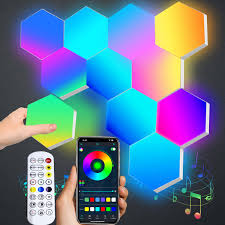 Applique Télécommande Géométrique Hexagonale LED pour Murale Gaming