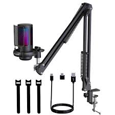 Microphone Articulé Condensateur pour Enregistrement et Streaming - Idéal pour Gamers