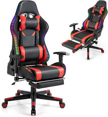 Chaise Gaming RGB Ergonomique avec Accoudoirs et Appui-Tête