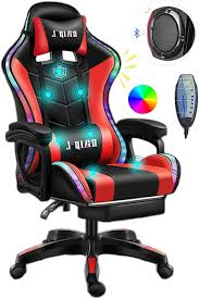 Chaise Gaming LED avec Massage Professionnelle Rouge