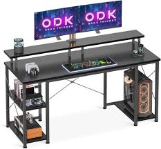 ODK Avec Étagère Table Gaming - Rangement Parfait pour Vos Consoles